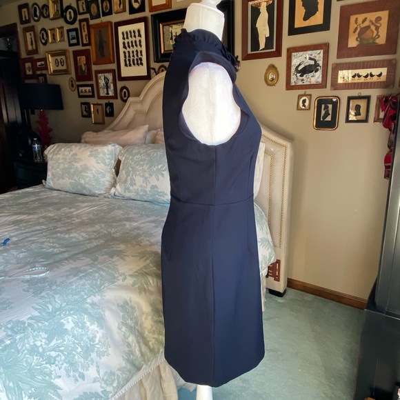 NWT Julie Brown Mya Ruffle Accent Dress, Navy Blue - Picture 3 of 16